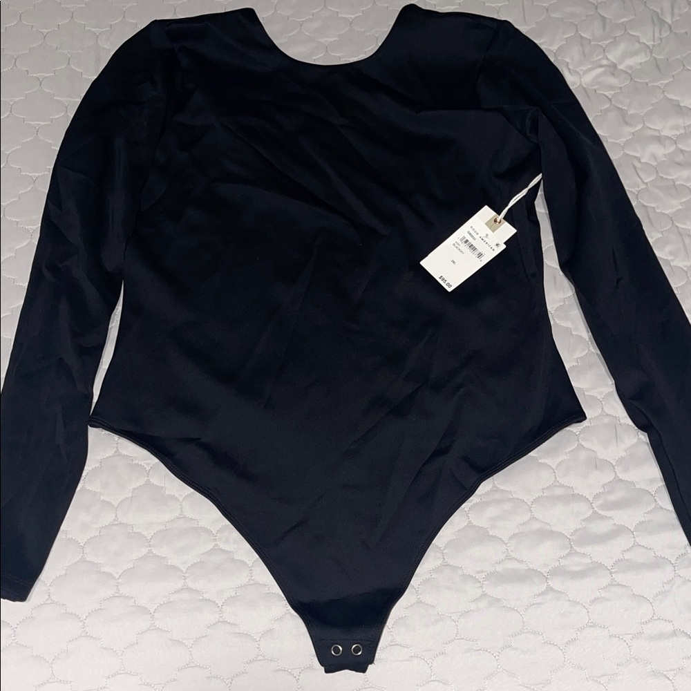 Good American Black Long Sleeve Bodysuit w/ Lowcut Back | NWT